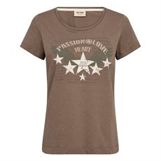 MOS MOSH T-SHIRT, MMZIBBA O-SS TEE, CHOCOLATE CHIP